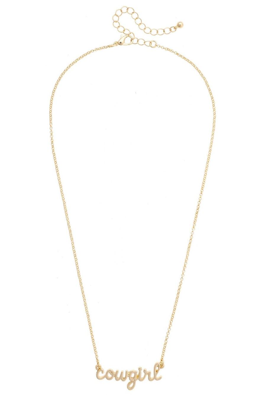 Gold Cowgirl Cursive Necklace
